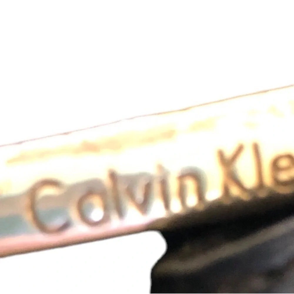 Calvin Klein Wide Leather/Suede Belt Black Silver Logo Medallion 2.75”W Sz. XL